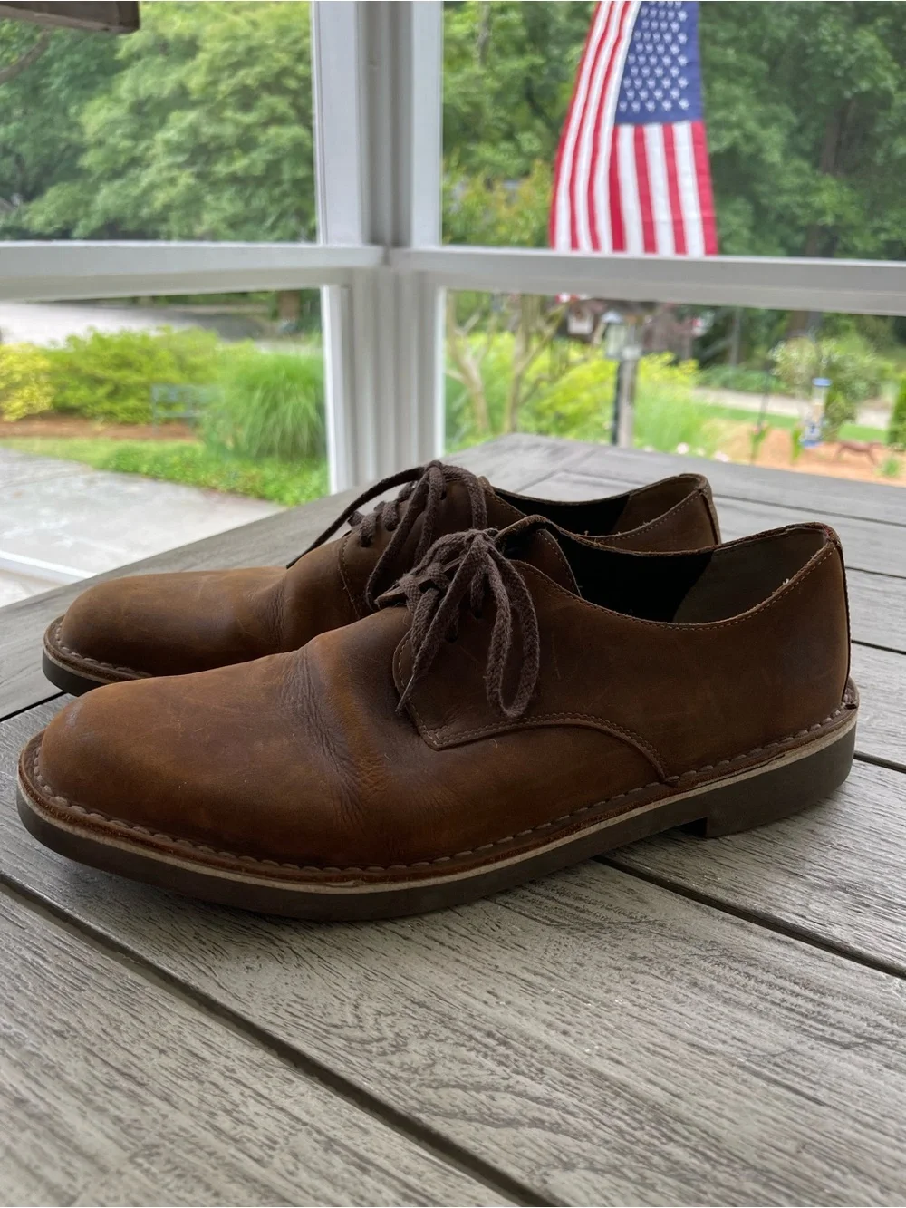 Clarks Men's Brown Leather Lace-Up Oxford Casual Shoes Size 13